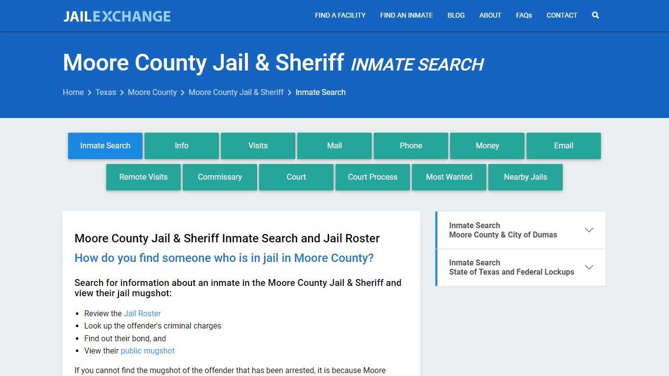 Inmate Search: Roster & Mugshots - Moore County Jail & Sheriff, TX