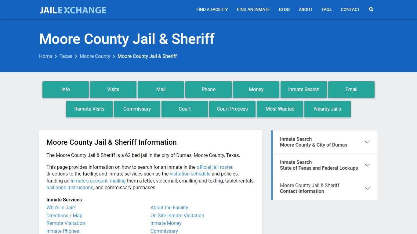 Moore County Jail & Sheriff, TX Inmate Search, Information